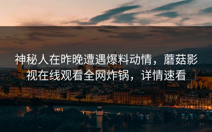 神秘人在昨晚遭遇爆料动情，蘑菇影视在线观看全网炸锅，详情速看