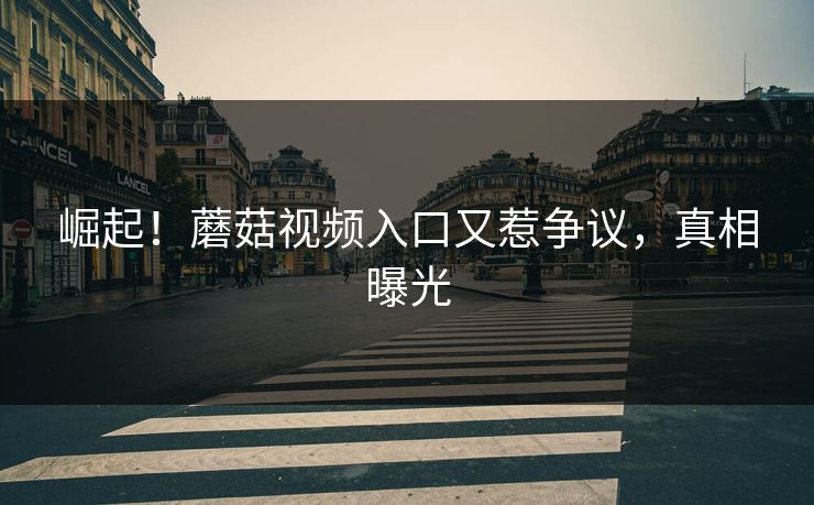 崛起！蘑菇视频入口又惹争议，真相曝光