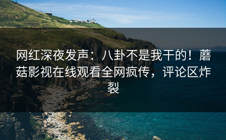 网红深夜发声：八卦不是我干的！蘑菇影视在线观看全网疯传，评论区炸裂