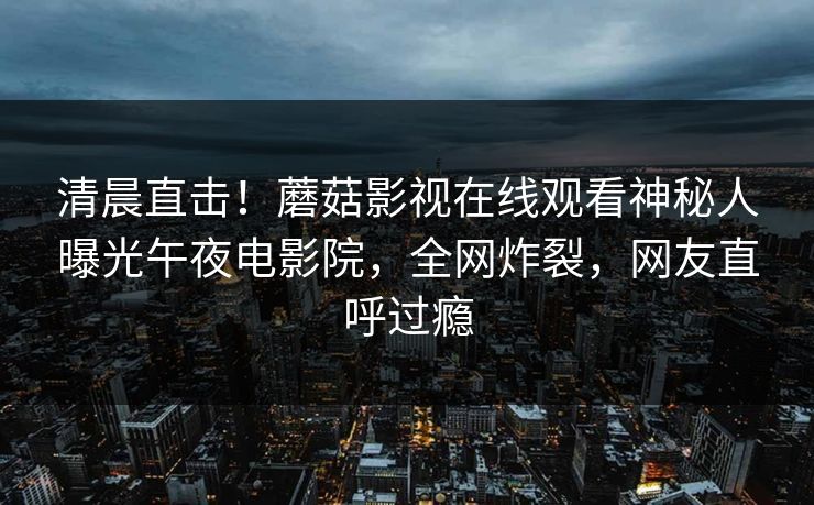 清晨直击！蘑菇影视在线观看神秘人曝光午夜电影院，全网炸裂，网友直呼过瘾