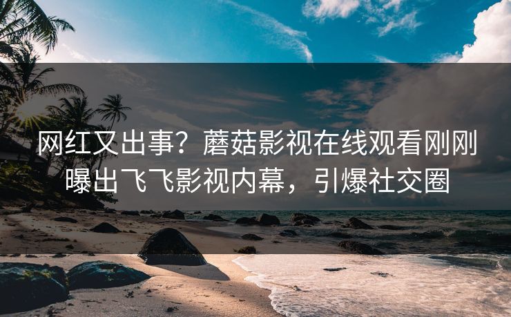网红又出事？蘑菇影视在线观看刚刚曝出飞飞影视内幕，引爆社交圈