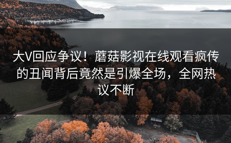 大V回应争议！蘑菇影视在线观看疯传的丑闻背后竟然是引爆全场，全网热议不断