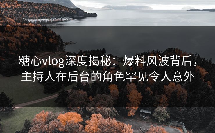 糖心vlog深度揭秘：爆料风波背后，主持人在后台的角色罕见令人意外
