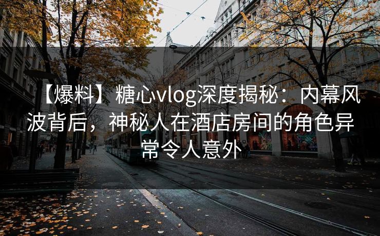 【爆料】糖心vlog深度揭秘：内幕风波背后，神秘人在酒店房间的角色异常令人意外